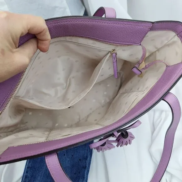 🩵Kate Spade Lavender Valerian "Hayes" Pebbled Leather Tote Purse - Picture 10 of 16
